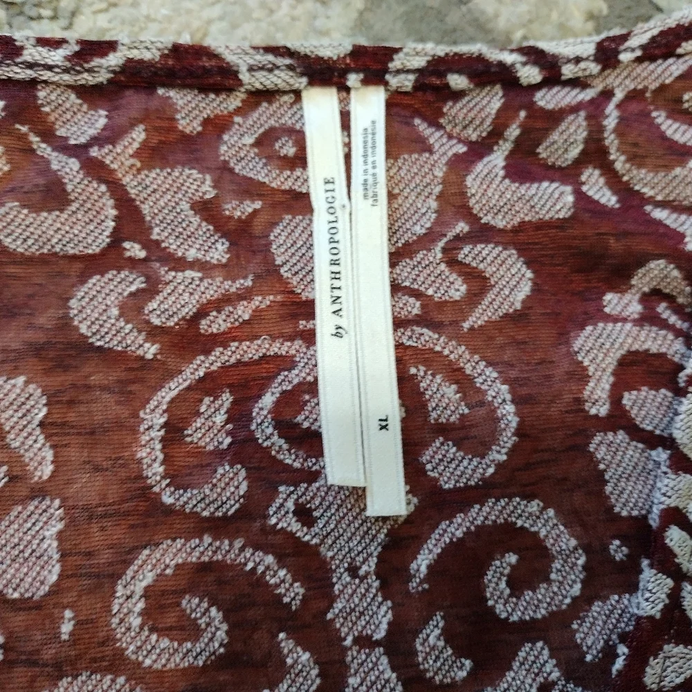 Anthropologie jacquard semi sheer peasant top